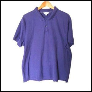CALVIN KLEIN Men's Sz XXL Short Sleeve Polo Shirt Collared Blue Pima Cotton Body